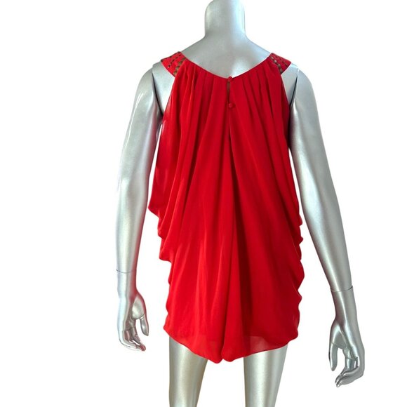 Ashley Stewart Red Draped Sleeveless Tunic Top W/ Embellished Detail Size 18 - Picture 4 of 6